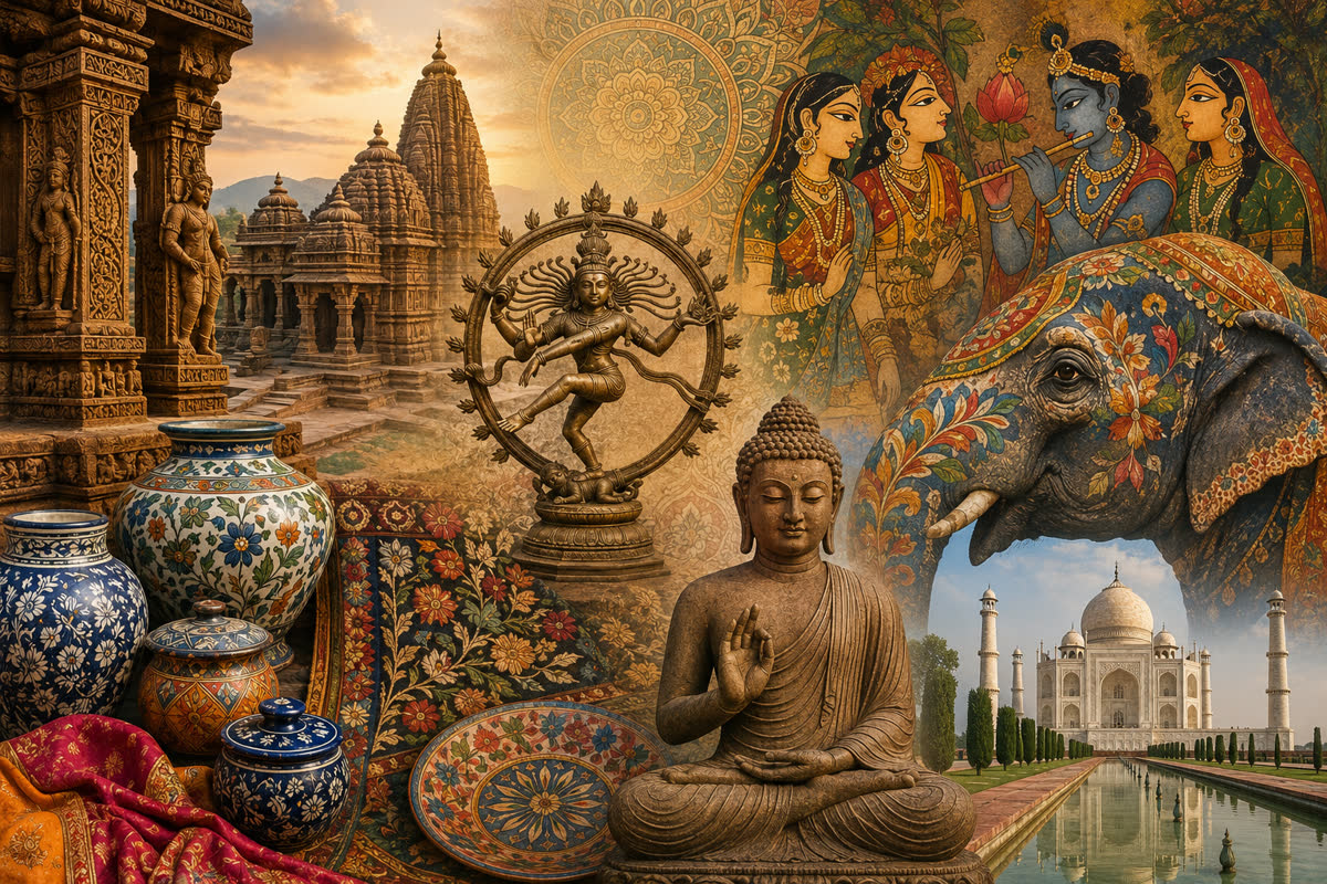 Composition évoquant la richesse de l'art indien